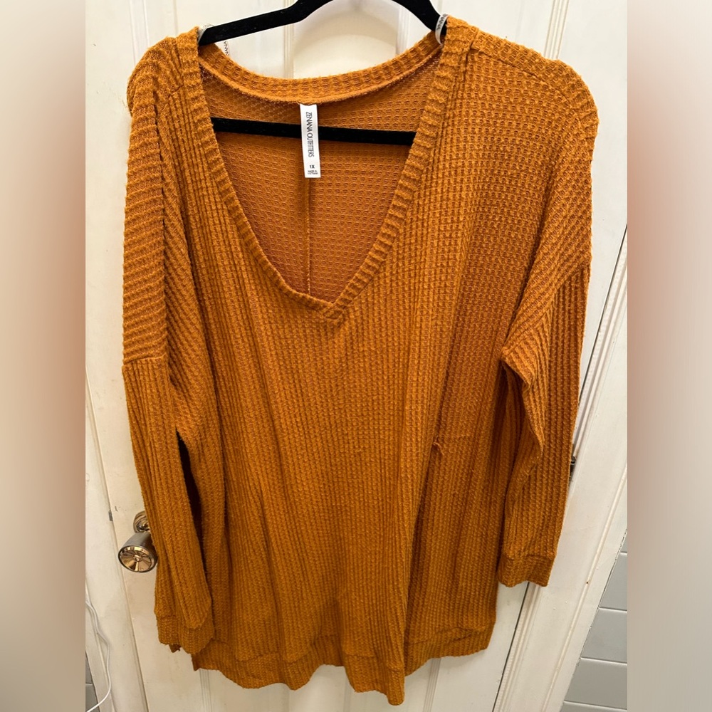 Mustard waffle knit sweater